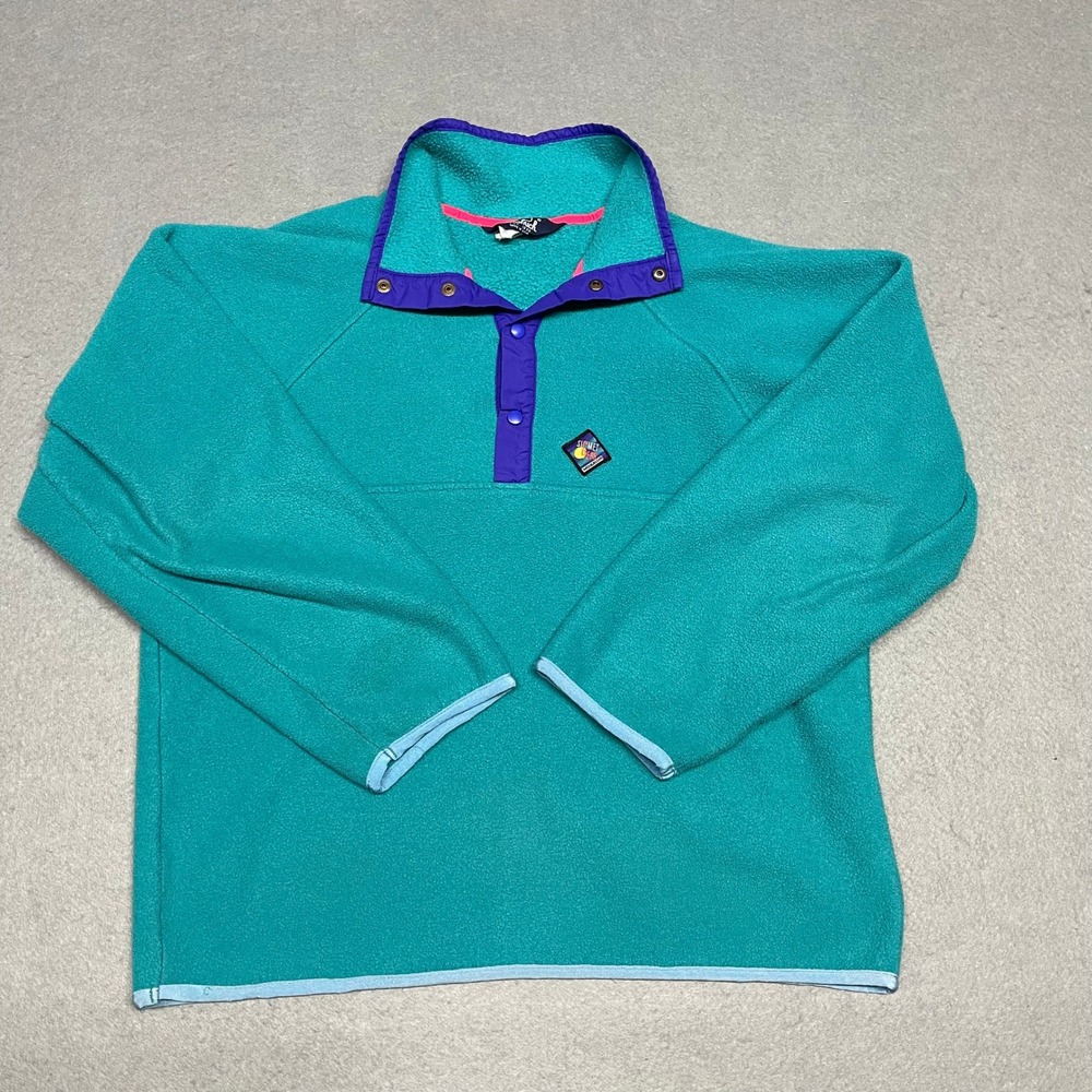 VTG Woolrich Pullover‎ Womens Medium Teal Green Sigmet Gear Fleece Made in USA